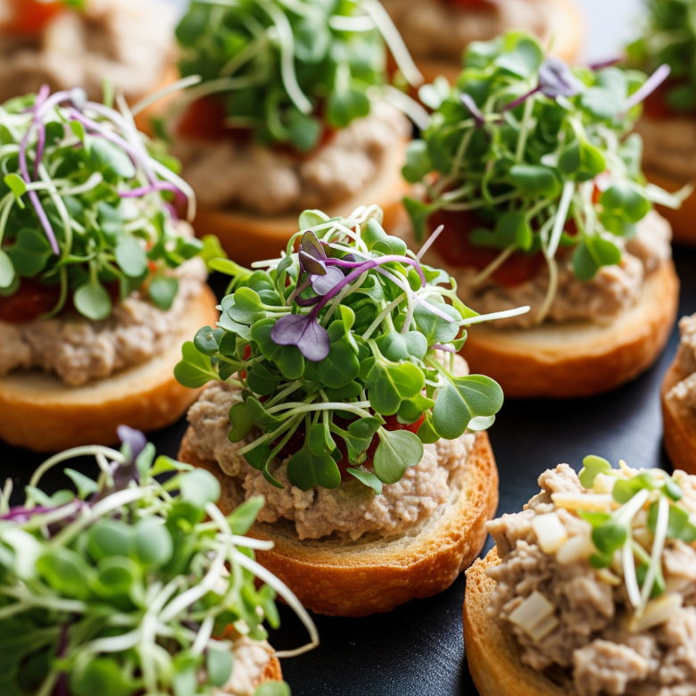 Tuna Crostini with Microgreens