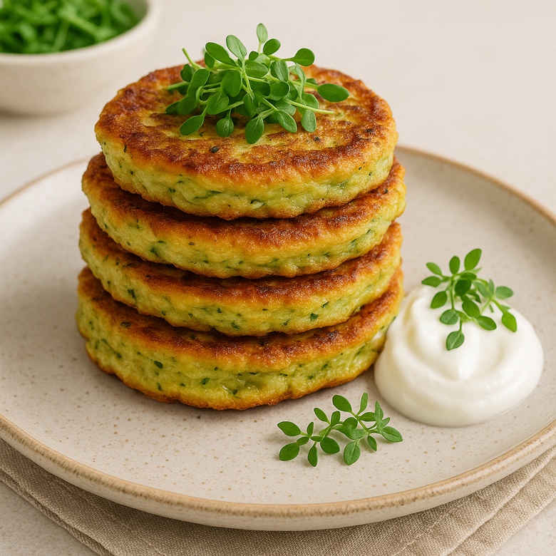 Zucchini Pancakes with Microgreens